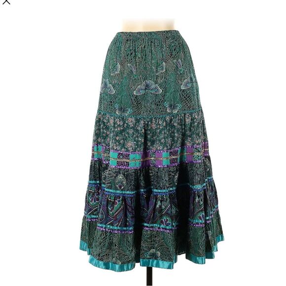 Anna Konya 100% Cotton Wearable Art handmade Butterfly A-Line Maxi Skirt OS